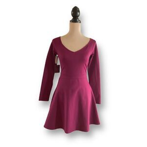 Aritzia Sunday Best Sparrow Long Sleeve fit & flare Dress in Rubio Red, Size S